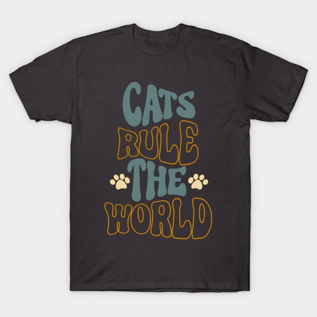 Cats Rule The World Retro T-Shirt by Miozoto_Design